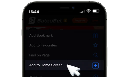 Adding Bateubet app to the home screen on iOS