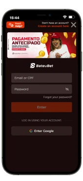 Screenshot of the Bateubet login page.